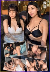 【乱交】色白柔らかマシュマロおっぱい×褐色弾力ハリ感おっぱいのW巨乳水着女子【えりか&はな】